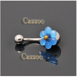 NP804 Navle Piercing med blå blomst