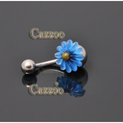 NP806 Navle Piercing med blå blomst