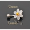 NP815 Navle Piercing med hvidlig  blomst