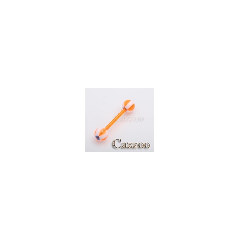 TPF129 Tungepiercing Fleksibel stribet orange hvid