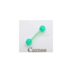 TPF39 Tungepiercing Fleksibel grøn hvid striber