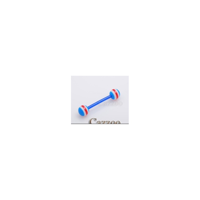 TPF43 Tungepiercing Fleksibel blå rød hvid striber