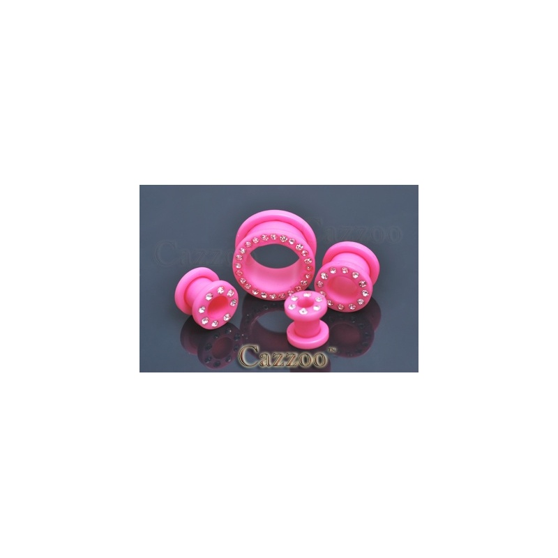 PL66 Pink Acrylic screw on med klare sten