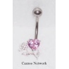 SNP107 sølv navle piercing med pink hjerte og rose