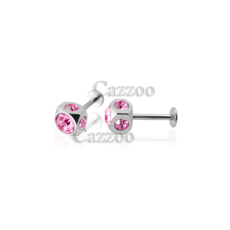 STE144 labret terning pink sten