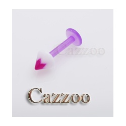 LABF32 Flexy plast labret hvid lilla spike