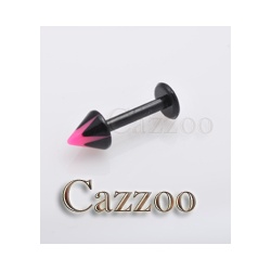 LABF12 Flexy plast labret sort pink spike