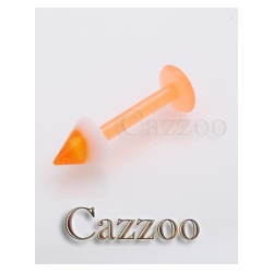 LABF09 Flexy plast labret hvid orange spike