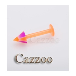 LABF37 Flexy plast labret orange pink spike