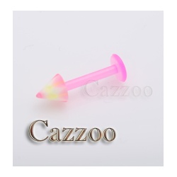 LABF26 Flexy plast labret pink neongul spike