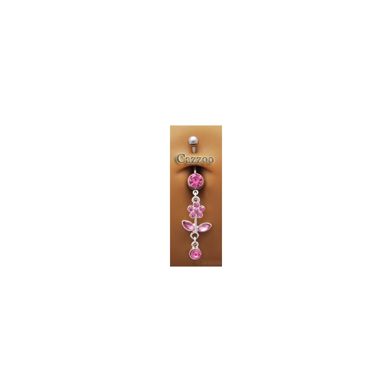 NP510 Navle Piercing med pink blomst