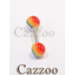 TP82 tunge piercing med regnbue acryl kugler